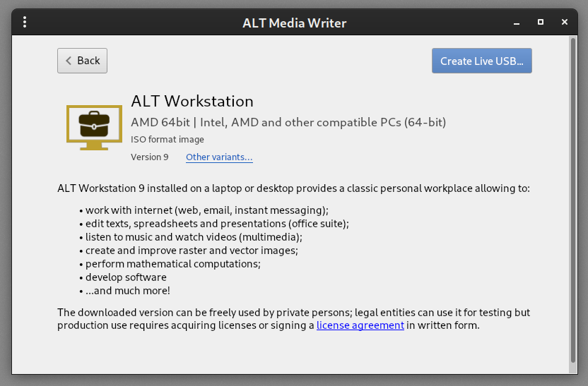 ALT Media Writer image details